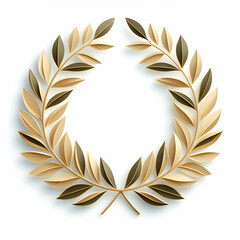 Golden laurel paper craft design element isolated on white 