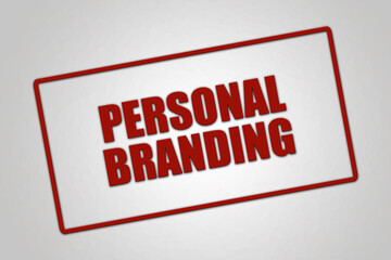 Personal Branding. A red stamp illustration isolated on light grey background.