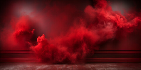 Hot red abstract background. Smoke effects.  Copy space. Mockup. Wallpaper banner design. Love concept.
