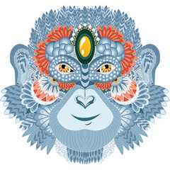 mandala monkey, mandala art,  animal art, mind therapy, floral art, bull art, double face, illusion 