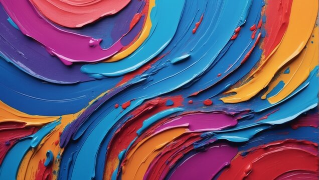 The texture of oil brush strokes. Bright pattern with paint brush. Multicolored brushstrokes. A template or background for the design and decoration of banners,  printing, etc. Desktop wallpaper.