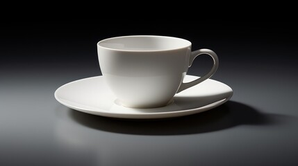  a white coffee cup sitting on top of a saucer on top of a saucer on top of a white saucer on a black table with a black background.
