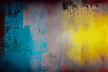 Grunge background in blue, purple and yellow.