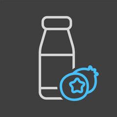 Yoghurt bottle with flavor blueberry vector icon