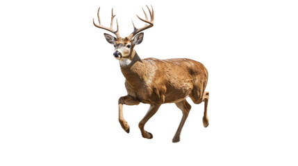 a Whitetail buck deer running, 3/4 view, isolated and transparent PNG in a Wildlife-themed, photorealistic illustration. Generative ai