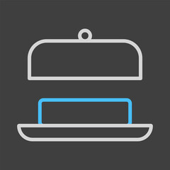 Butter in butter dish with open lid vector icon