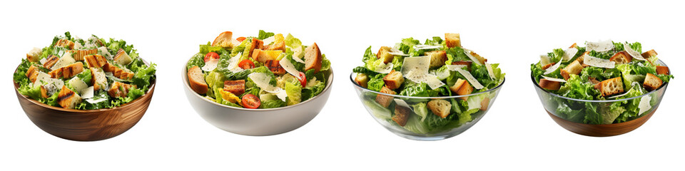 Caesar Salad  Hyperrealistic Highly Detailed Isolated On Transparent Background Png File - obrazy, fototapety, plakaty