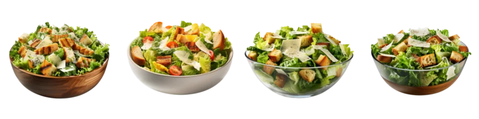 Fotobehang Caesar Salad  Hyperrealistic Highly Detailed Isolated On Transparent Background Png File © Wander Taste
