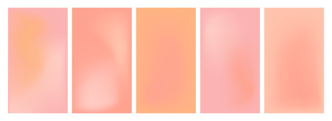 Set of peach gardients. Soft pastel background for Valentine's Day.