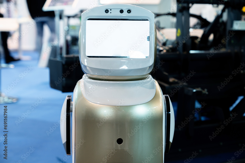 Aufkleber robot consultant with blank screen.
