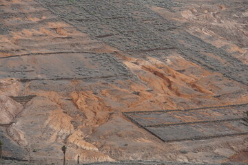 Abandoned farms and fields, Haria area, Lanzarote, photographed in November 2023, volcanic soil