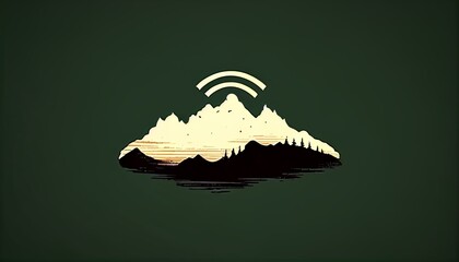 A clean and simple logo design with clever use of negative space to depict a mountain and a wifi signal, suggesting connectivity and exploration.