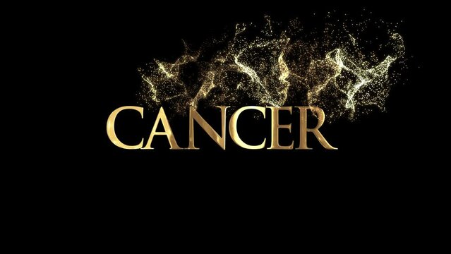 Cancer zodiac sign name, horoscope, gold particles alpha channel
