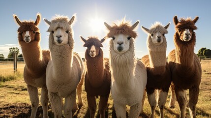 The grass in a field is being grazed by a group of llamas behind a fence