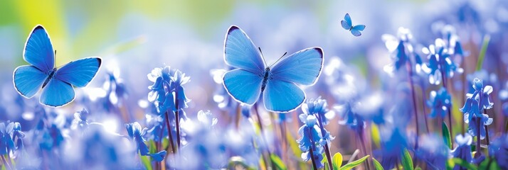 Graceful purple butterfly gracefully dances amidst a breathtaking sea of wild white violet flowers