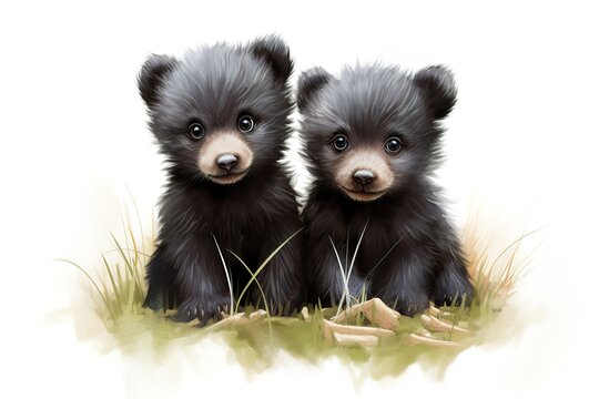 cute drawing black bear cubs