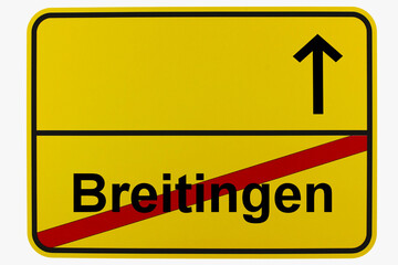 Illustration eines Ortsausgangsschildes von Breitingen in Baden-Württemberg	 - obrazy, fototapety, plakaty