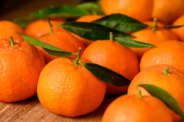 fresh juicy tangerines on a wooden table 4