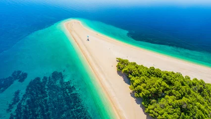 Printed kitchen splashbacks Golden Horn Beach, Brac, Croatia Aerial view of the Golden Horn Beach in Croatia. Also known as Zlatni Rat Beach it was named as one of the best beaches in the world coming in at 12th on the list.