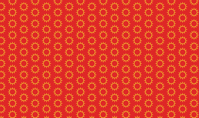 Sun inspired Pattern design in red color and outline style