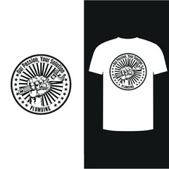 minimal plumbing T-shirt design template Vector