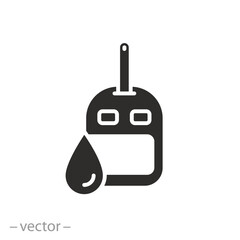 define level icon, blood sugar test, flat symbol on white background