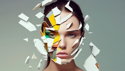 A model with a fractured and deconstructed appearance, playing with the idea of visual...