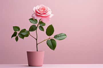 a detailed image of a pink rose flower, in full bloom created with Generative Ai