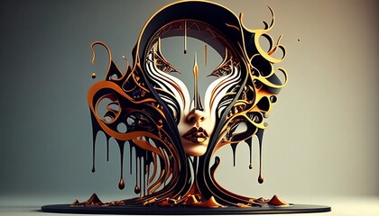 A model with a surreal twist, blending elements of Salvador Dali's melting clocks with modern...