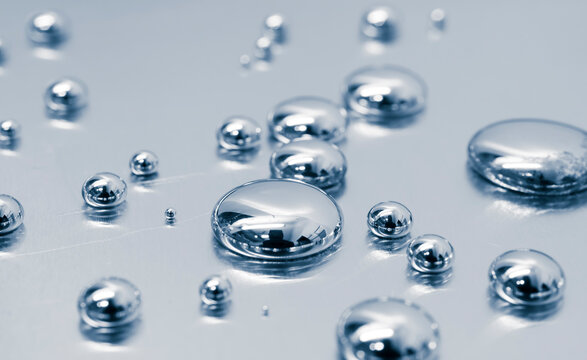 mercury toxic metal, spilled drops of mercury