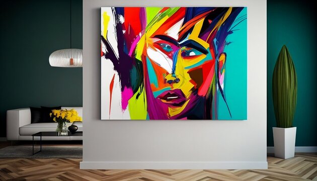 A model with vibrant and contrasting colors, creating a visually stimulating composition inspired by the abstract expressionist paintings of Willem de Kooning.