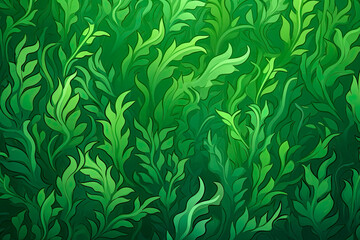 Green underwater seaweed seamless pattern background