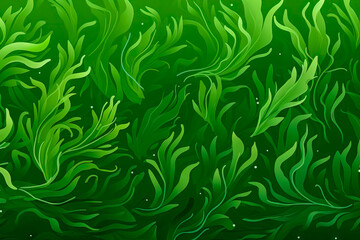 Fototapeta na wymiar Green underwater seaweed seamless pattern background