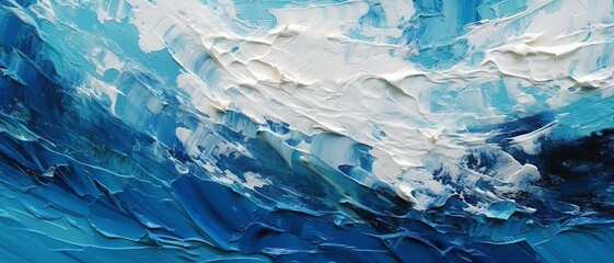 An abstract blue palette knife oil paint texture background, can be utilized for printed materials such as brochures, flyers, and business cards. - obrazy, fototapety, plakaty