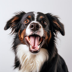 Fototapeta premium dog is talking and showing his mouth open, happy