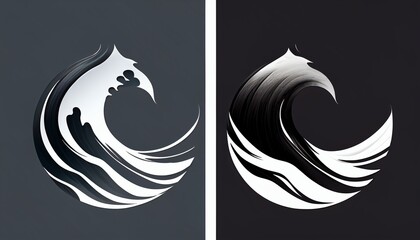 A modern logo design with negative space crafting a subtle wave, suggesting fluidity and...