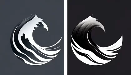  A modern logo design with negative space crafting a subtle wave, suggesting fluidity and adaptability. © CREATER CENTER