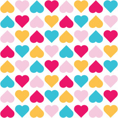 Cute love hearts Valentines day seamless pattern. Abstract creative geometric background with colorful heart shape. Texture for wallpaper, paper, textile, fabric, packaging, home decor