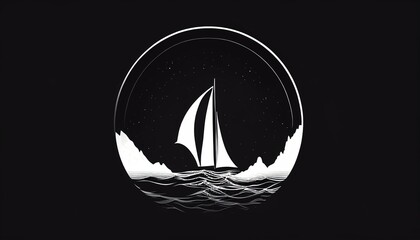 An elegant logo design with negative space forming a hidden sailboat, conveying adventure and...