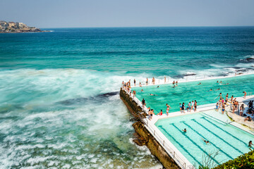 Public pool at Bondi Beach. It is a popular beach located 7 km east of the Sydney central business...