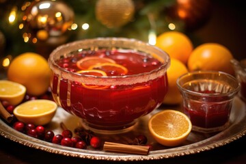 Warm mexican Ponche Navideno, a traditional fruit punch for las Posadas