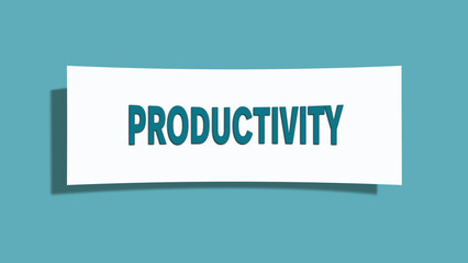 Productivity symbol. A card in light green with word Productivity. Isolated on white background.