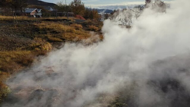 Hot River in Geothermal Park, Hveragerdi, Iceland