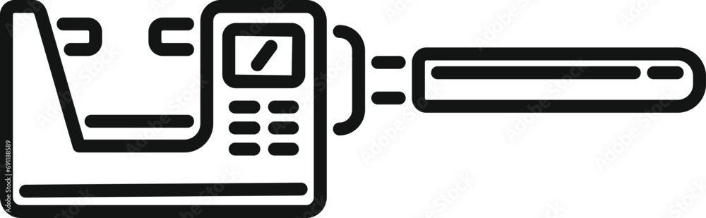 Poster display digital micrometer icon outline vector. scale precise. number metallic object