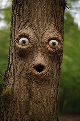 Obraz premium A tree that has eyes, bizarre AI photo