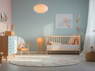 Quarto de bebê super decorado, design de interiores, quartinho de bebê para uso comercial ou inspiração