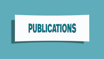 Publications symbol. A card in light green with word Publications. Isolated on white background.