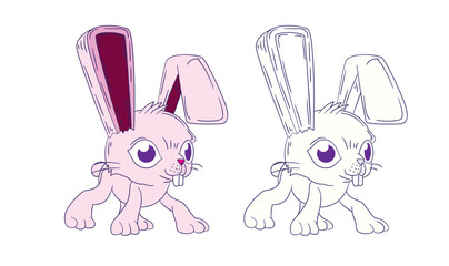 cute animal illustration for book drawing page