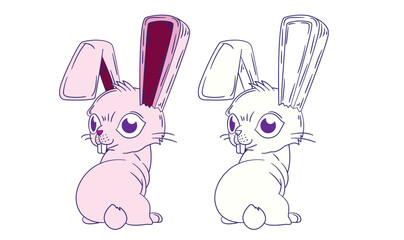 cute animal illustration for book drawing page