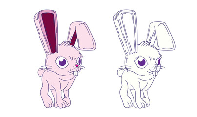 cute animal illustration for book drawing page